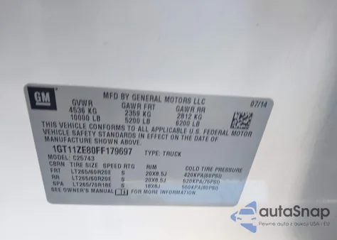 2015 GMC Sierra 2500Hd Slt from USA, damaged, VIN 1GT11ZE80FF179697